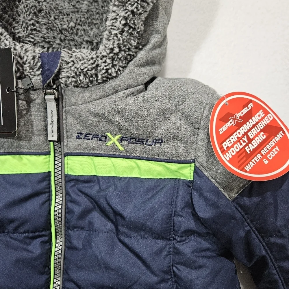 ZeroXposur Toddler Baby Boy Navy Blue 12M‎ Hooded Sherpa Lined Midweight Jacket